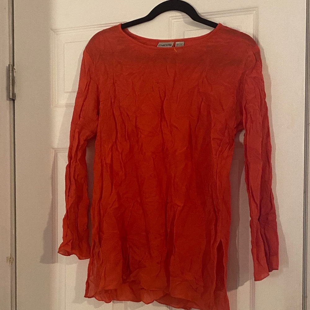 Chicos Orange Long Sleeve Top